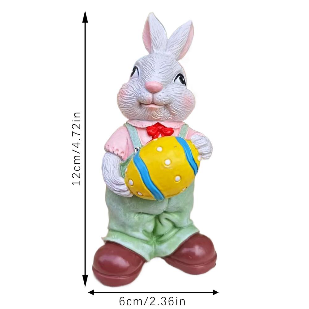 Easter Resin Rabbit Figurine with Egg Simulation Bunny Figurines Spring Farmhouse Home Garden Decorations Animal Sculpture