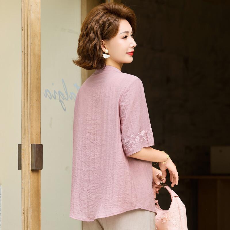 Pasite Women's New Chinese Style Embroidered Summer Pullover Shirt
