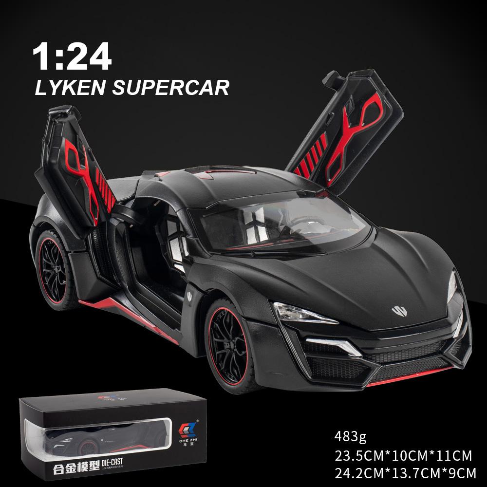 

1/24 Lykan Hypersport Модель автомобиля из сплава и игрушечные транспортные средства Коллекция игрушечных автомобилей из металла Детские игрушки Подарки для детей Форсаж чёрный