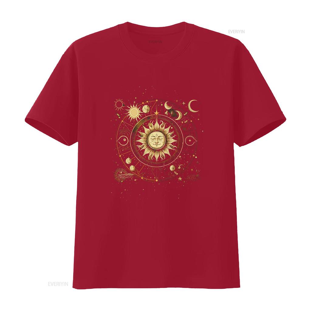 Boho Moon Phases Celestial Sun Stars T Shirt Bohemian Phase Mystical Vintage Washed Designer Clothes Unisex Versatile Stylish