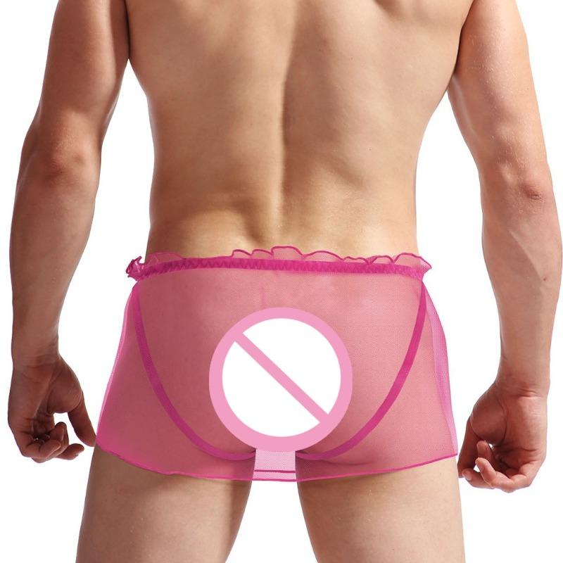 Men'S Sissy Translucent Mini Skirt Flowy Skirts Ruffle A-Line Tulle Micro Skirts Sexy Crossdressing Lingerie Gay Jockstrap Thong