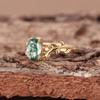 Real 925 Silver Cocktail Oval Shaped Moss Agate Rings Leaf Branch Ring For Woman Wedding Gifts High Quantity Jewelry