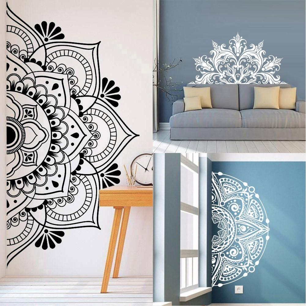 Art Wall Sticker Waterproof Bedroom DIY Decor Half Wall Sticker Living Room Mandala Mural Adjustable Beautiful