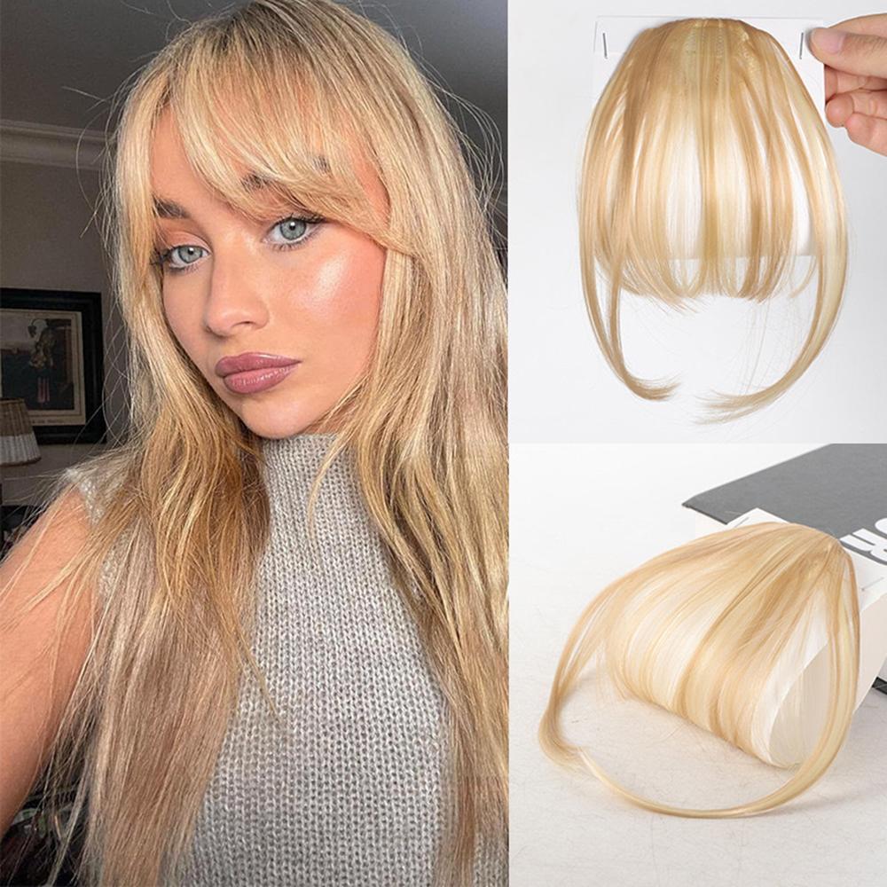 Dünne durchsichtige Luft-Pony Clip-in Haarverlängerung Synthetischer Pony mit Koteletten Pony-Haarteile Für Mädchen Tägliche Party-Nutzung