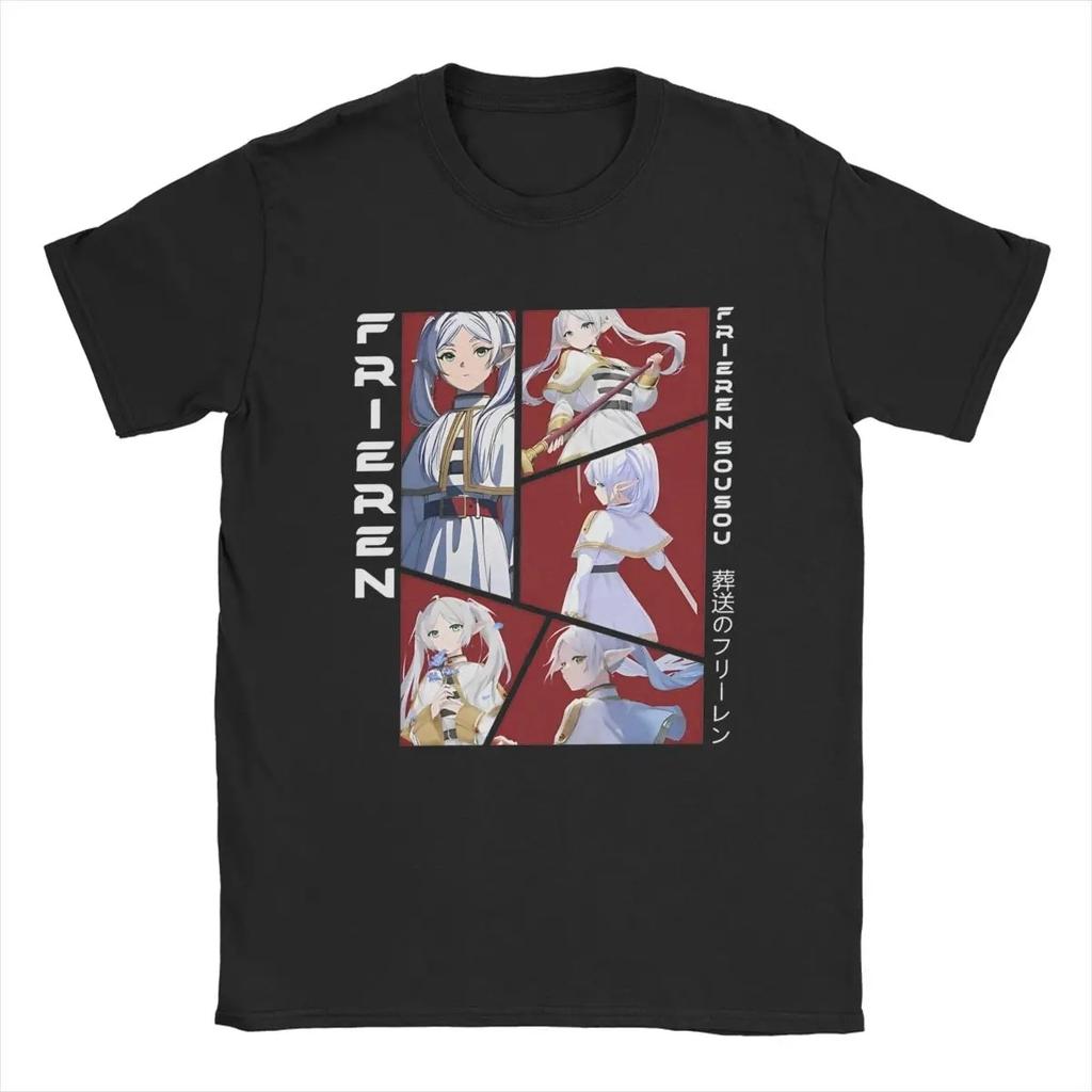 2025 new model Men Frieren At The Funeral Anime T Shirts Characters Fern 100 Cotton merch Novelty Short Sleeve Crewneck Tee Plu