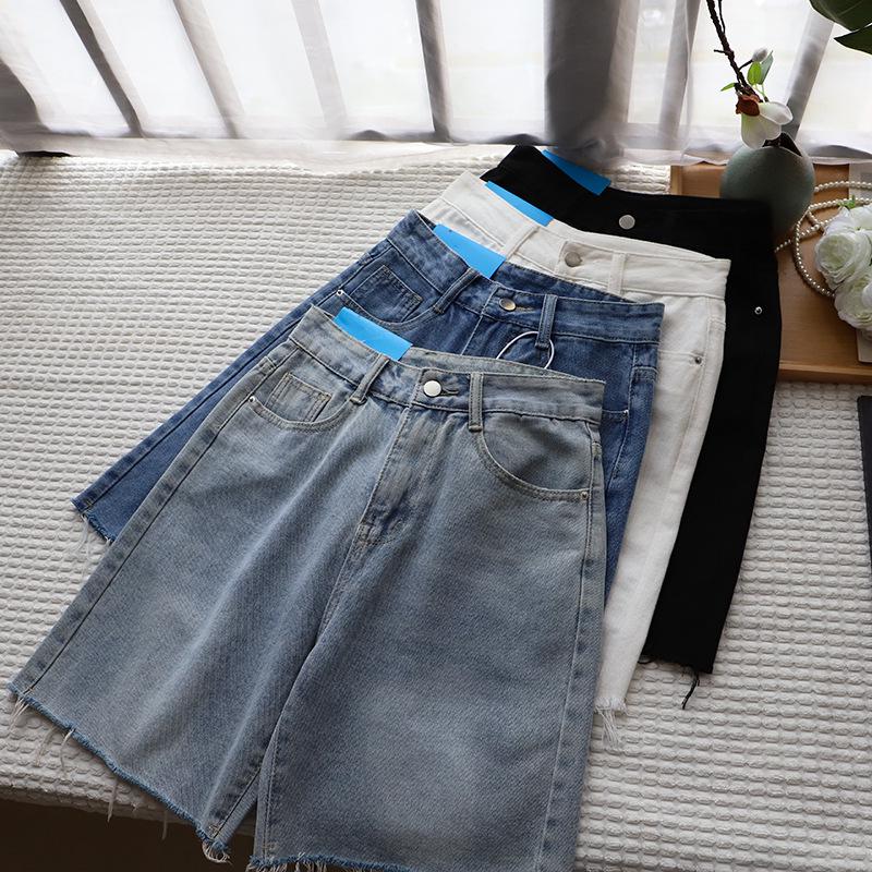

Korean Style Frayed Denim Women s Summer Shorts L чорний