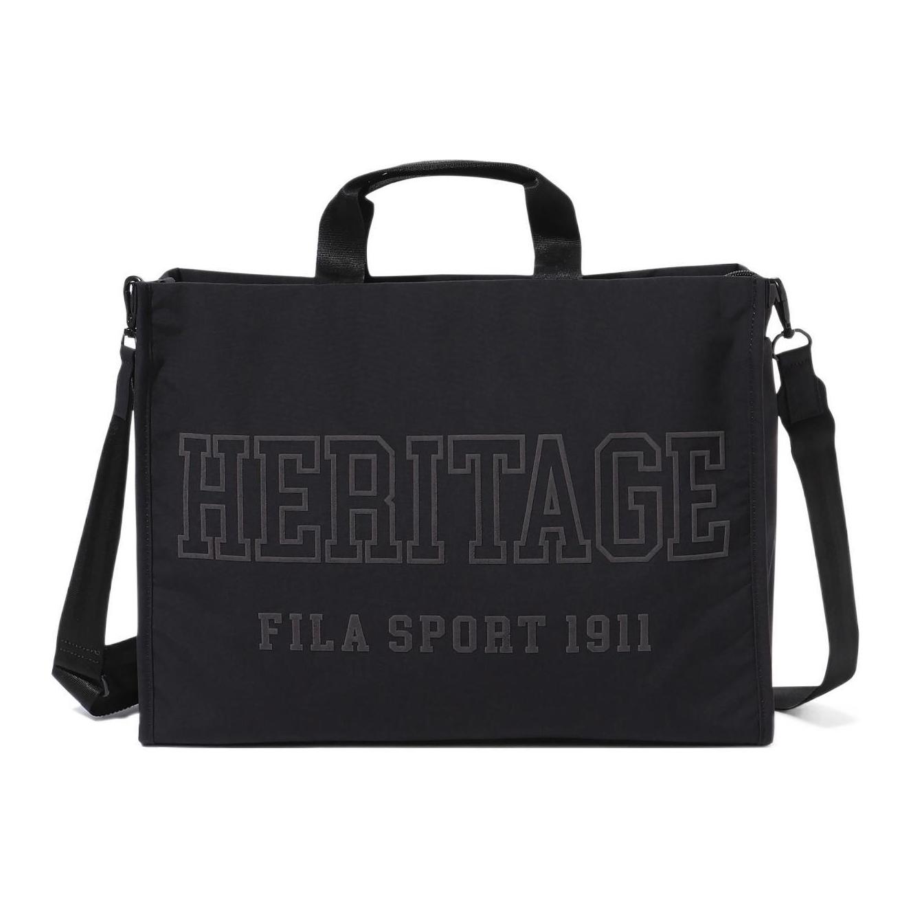 FILA Letter Print Portable Commuter Nylon Shoulder Crossbody Tote Bag Women bags Black FS3BCF6312F-BLK Black