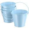 PATIKIL 4.7 Inch Colored Metal Buckets, 4 Pack Pencil Holder Buckets Round Metal Planter Pails Container with Handles for Classroom Crafts, Light