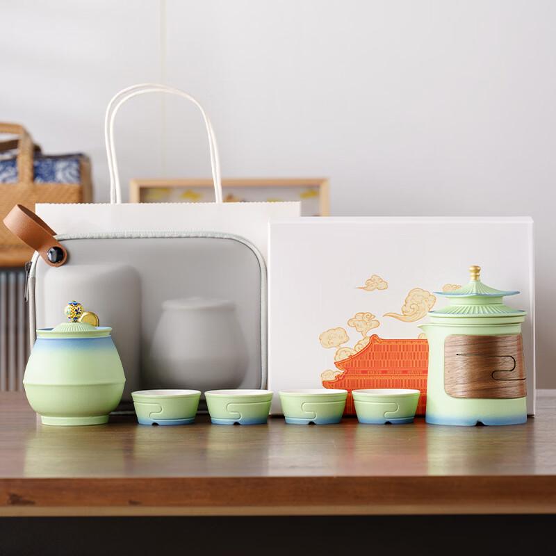 Yipan Forbidden City Jade Ceramic Kung Fu Travel Tea Set