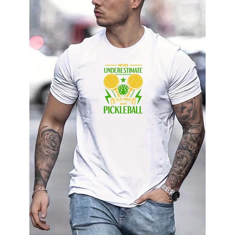 

Men s PICKLEBALL Pattern Summer Casual Crew Neck Short Sleeve T-Shirt Relaxed Fit, Oversized, Cool, and Fashionable S белый
