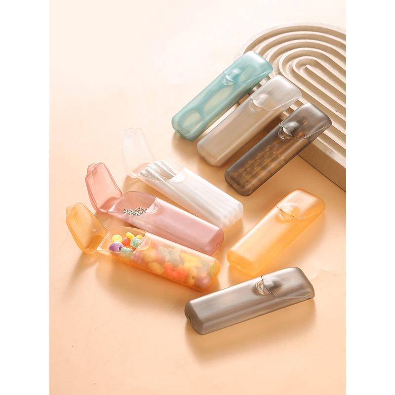 1pcs Portable Toothpick & Floss Case Leak-Proof Travel Pill Organizer With Transparent Lid, Lightweight EDC Storage Dental Floss Box