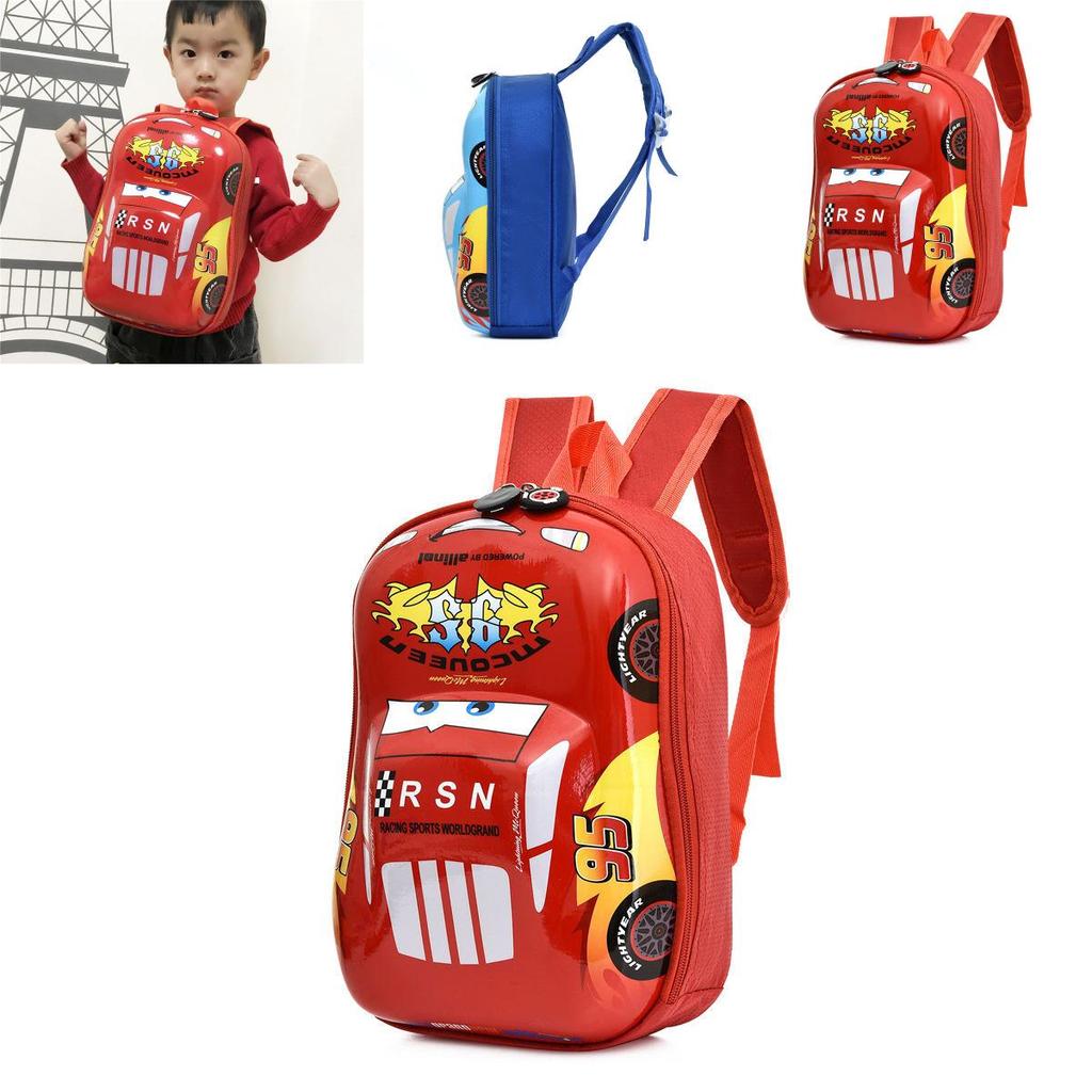 Kids Car Themed School Backpack Eva Material With Breathable Straps For Preschool And Elementary Education