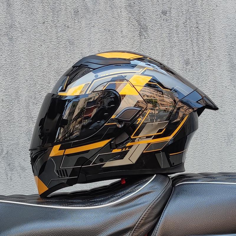 E5GOrz Flip-up Motorcycle Helmet for Men & Women – Full Face, All-Season with Bluetooth Slot, Big Tail Wing, 3C Certified