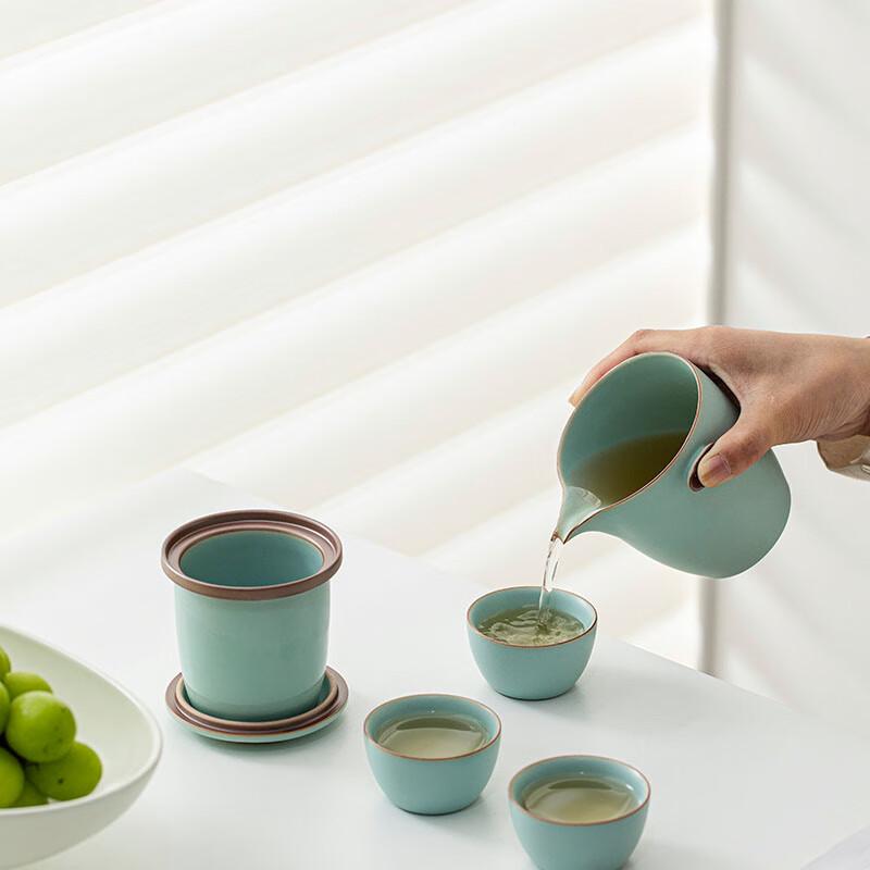 

Jiwu Portable Ceramic Travel Tea Set 1 Pot, 3 Cups