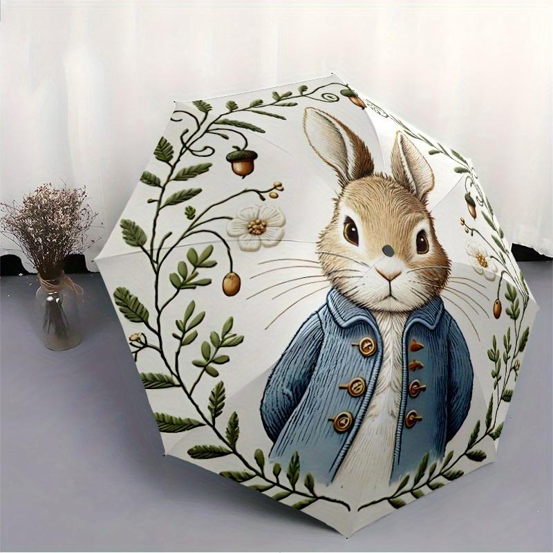 Rabbit Peter Automatic Open/Close Umbrella   Compact Travel Umbrella, 8 Rib Heavy Duty Construction, Ideal Gift, 156