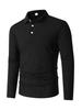 European American Men's Knit Lapel Long Sleeve Polo Shirt