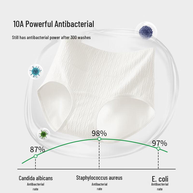 Urban Beauty Women's High-Waisted Pure Cotton Antibacterial Briefs, 4-Pack