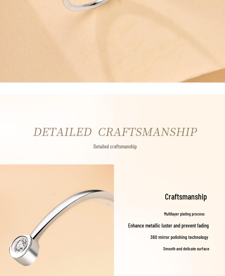 S925 Sterling Silver Fishtail Ring: Cute, Simple, Thin Band, Adjustable Index Finger Ring for Women