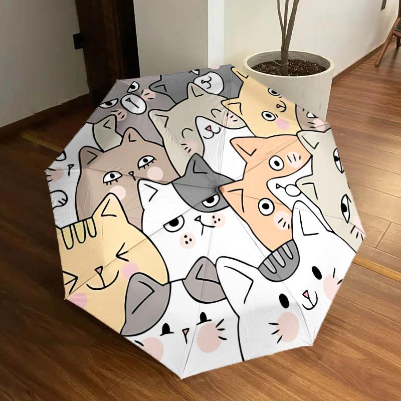 

1pc Cartoon Cats Automatic Open/Close Umbrella, Folding Compact Umbrella with Lightweight Design for Women/Men yy251011042