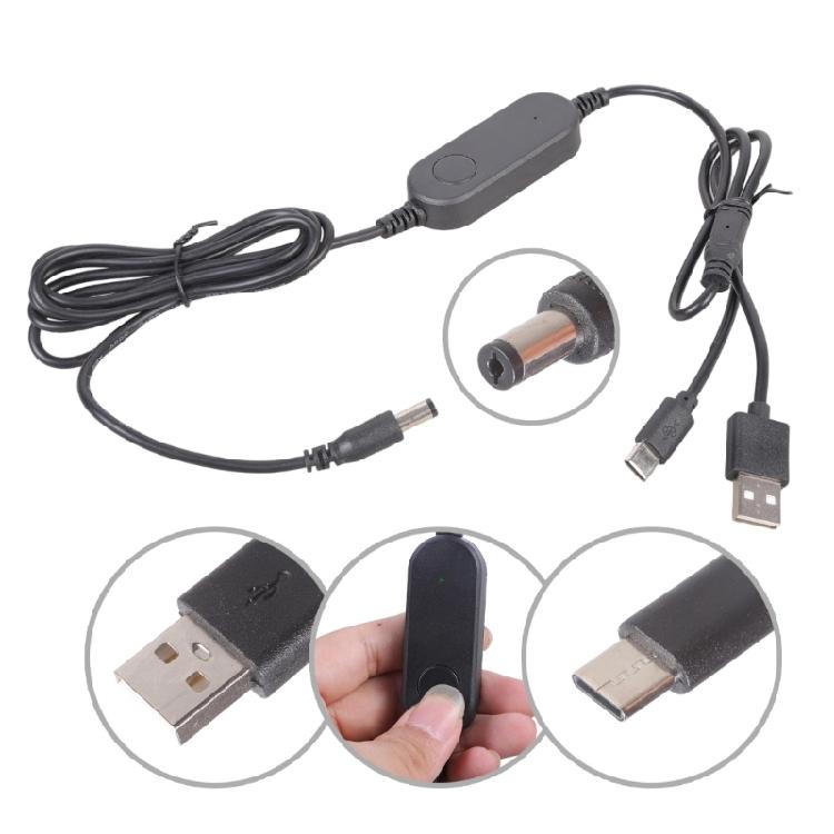 Switching Control Cable USB C+USB To DC5.5mmx2.1mm Converter Cord 12V12W Output For Digital Accessories Portable Use