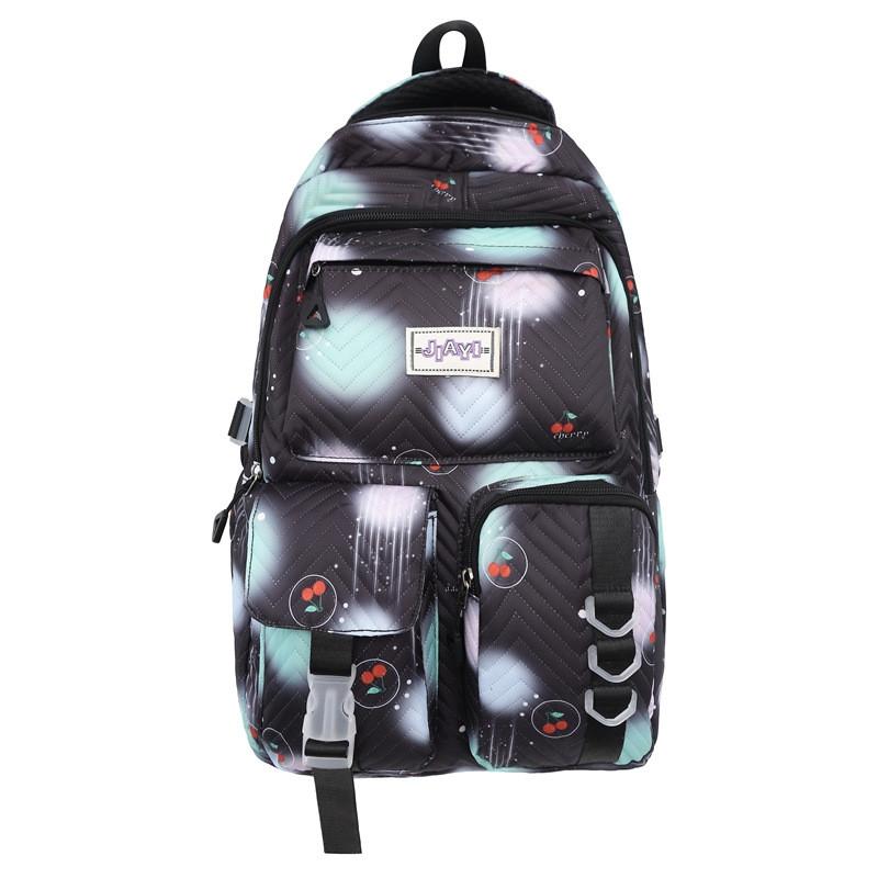 Spotted Fashion Colored Cherry Pattern Student Backpack For High School Use