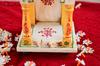 Embossed Painted Wood Mandir: Antique Finish Wall Shrine
