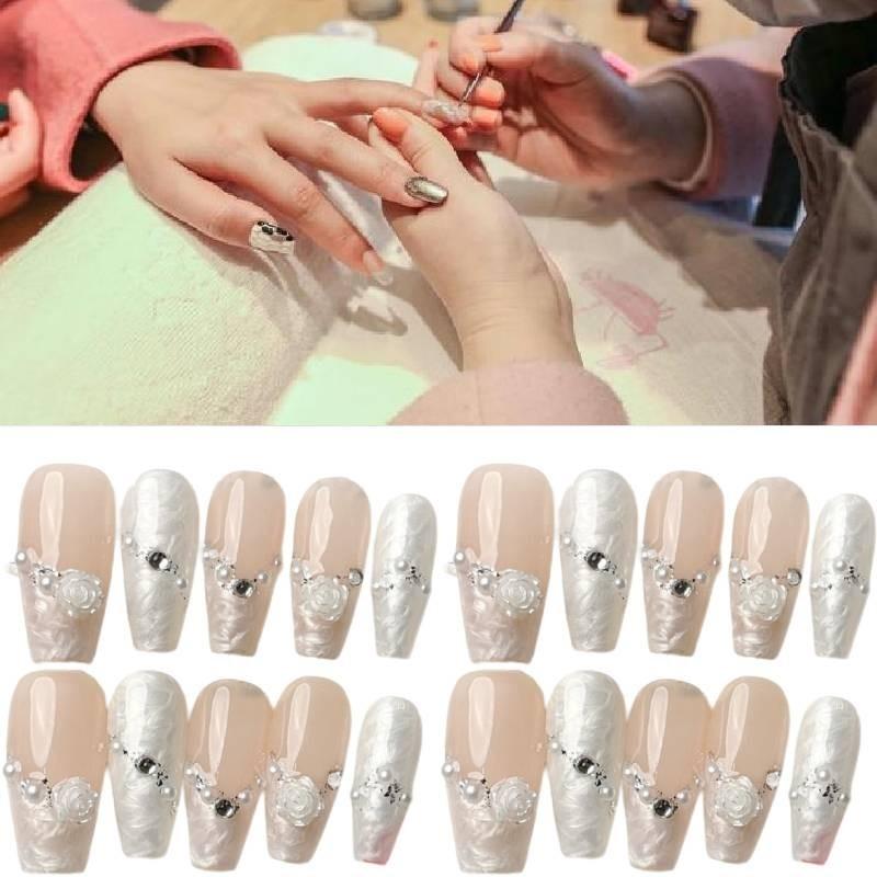Handmade Long Floral Nail Sticker Wholesale For Women Xs S M L Pure Desire Style