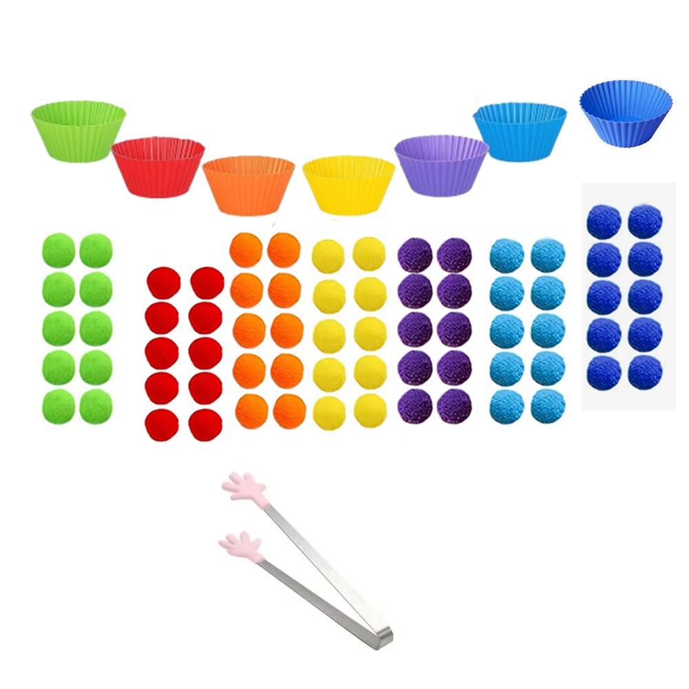

Colorful Hairball Skill Learning Toy Pompoms Tweezers Toy Kids Early Education Set 1