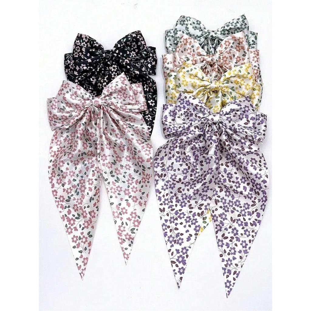 6 spring clip streamers bow hair clips for women