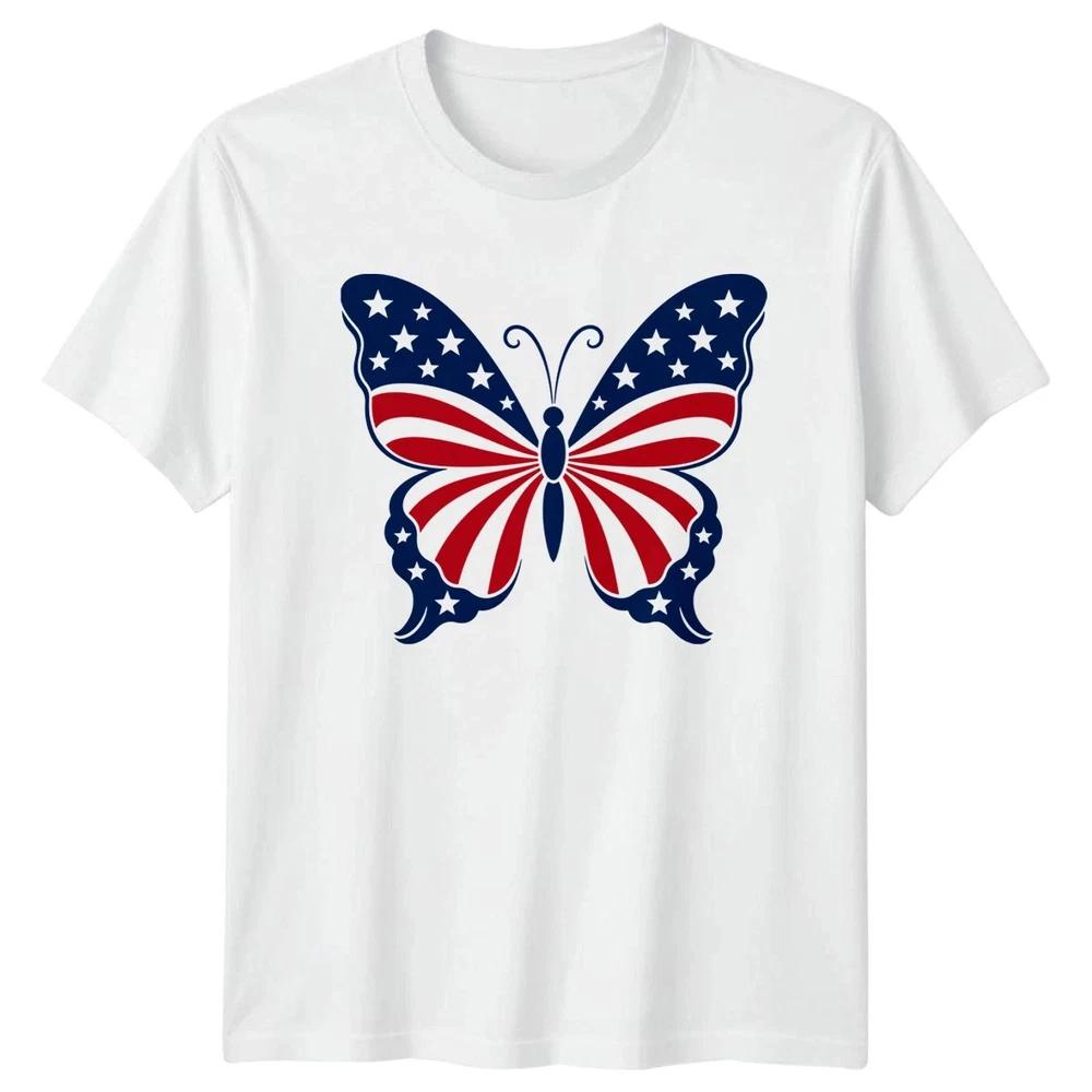 Patriotic American Flag Butterfly Unisex T Shirt 4th Of July Gift S