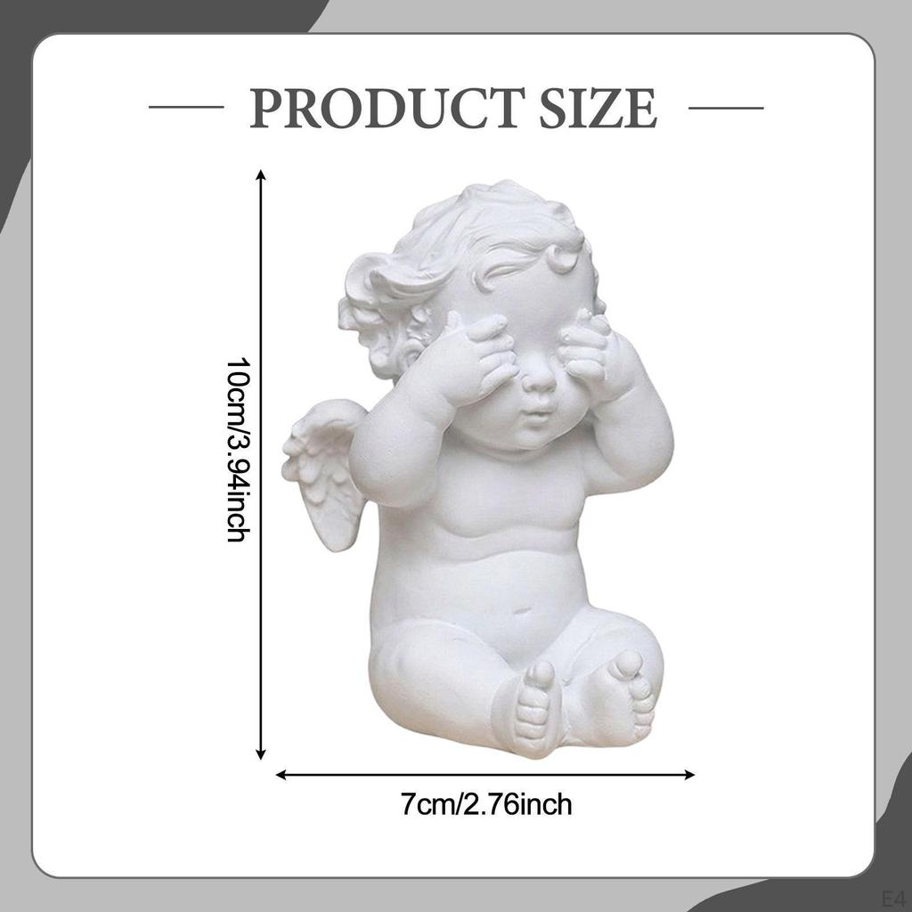 Angel Statue Resin Sculpture Decoration Retro Nordic Style Desktop Ornament for Living Room