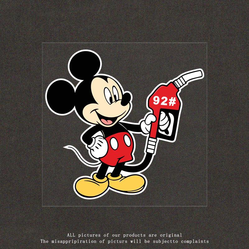 Reflective Mickey Mouse Fuel Tank Cap Sticker - Cute Cartoon Charging Reminder Decoration 15x15cm