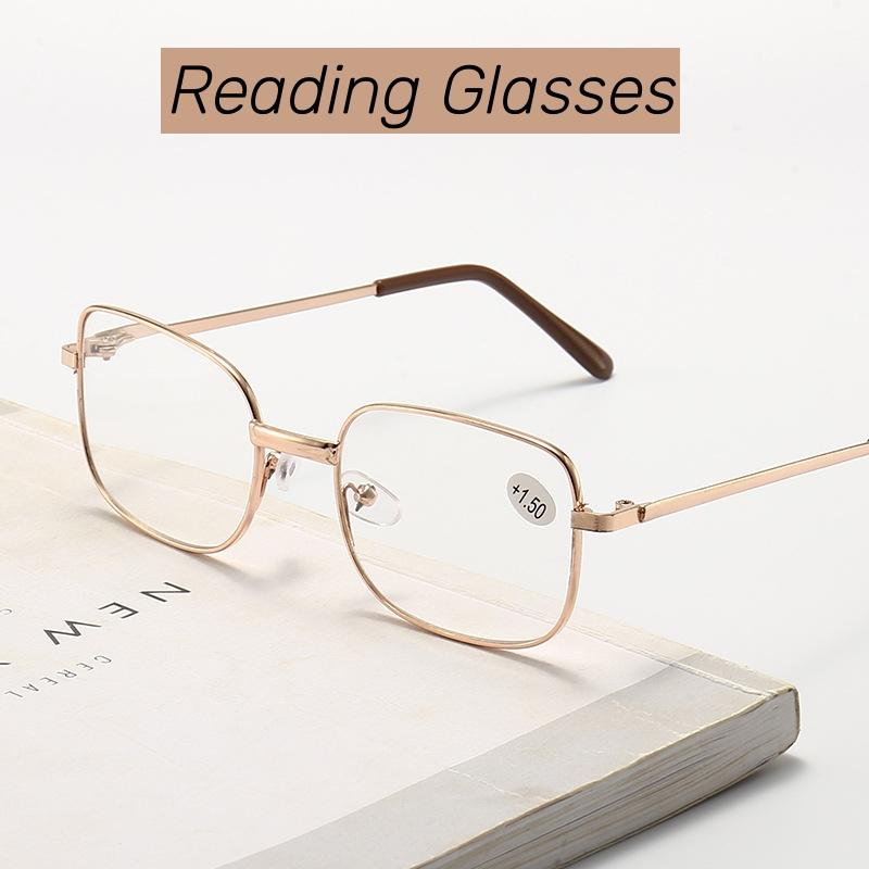Anti-Scratch Lens Alloy Presbyopic Eyewear Mens Metal Frame Reading Glasses Vintage Far-sighted Computer Diopter
