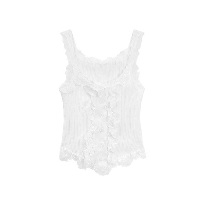 Suit Women's Summer Sweet and Spicy Lace Suspender Vest Super Fairy Long Dress White Skirt Two-piece Set Gentle Wind