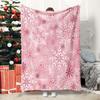 1pc Contemporary Style Pink Flannel Blanket, Digital Snowflake Print, Soft Throw for Christmas, Winter, Bedroom, Sofa, Living Ro