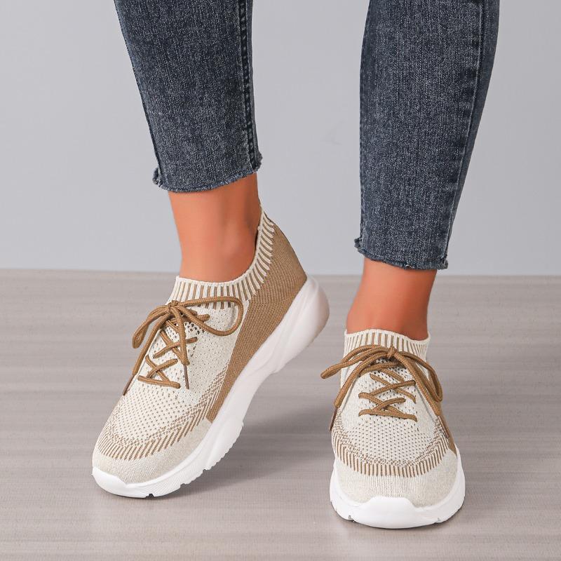 Modne Oddychające Sneakersy na Platformie Damskie Modne Antypoślizgowe Sportowe Damskie Wygodne Wsuwane na Płaskim Obcasie Buty Codzienne