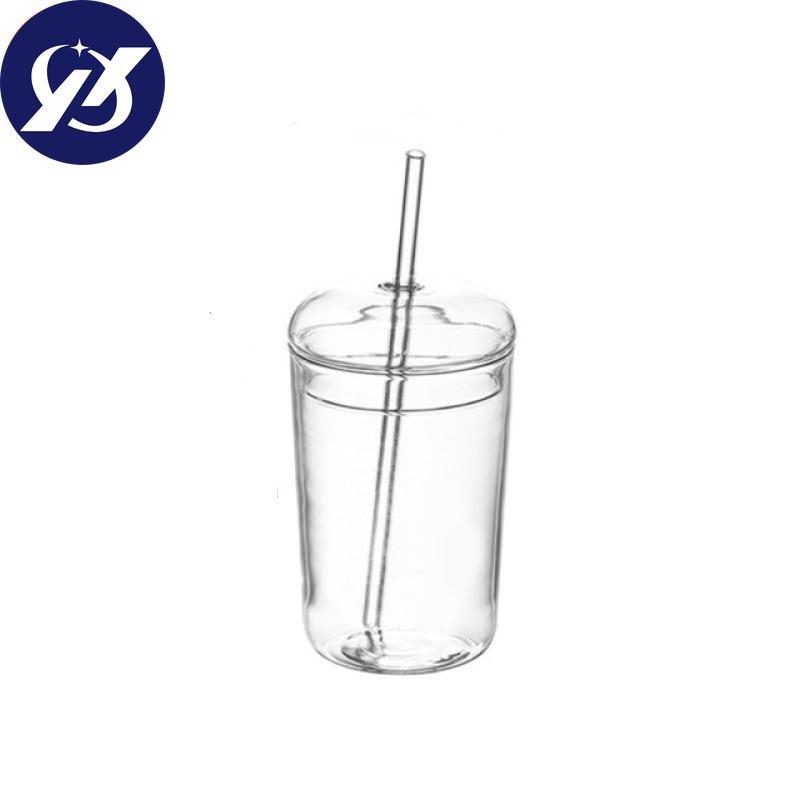 1/3 Pcs Nordic Transparent Glass Coffee Mug Heat Resistant Tea Milk Water Cup with Cover and Straw 500ml
