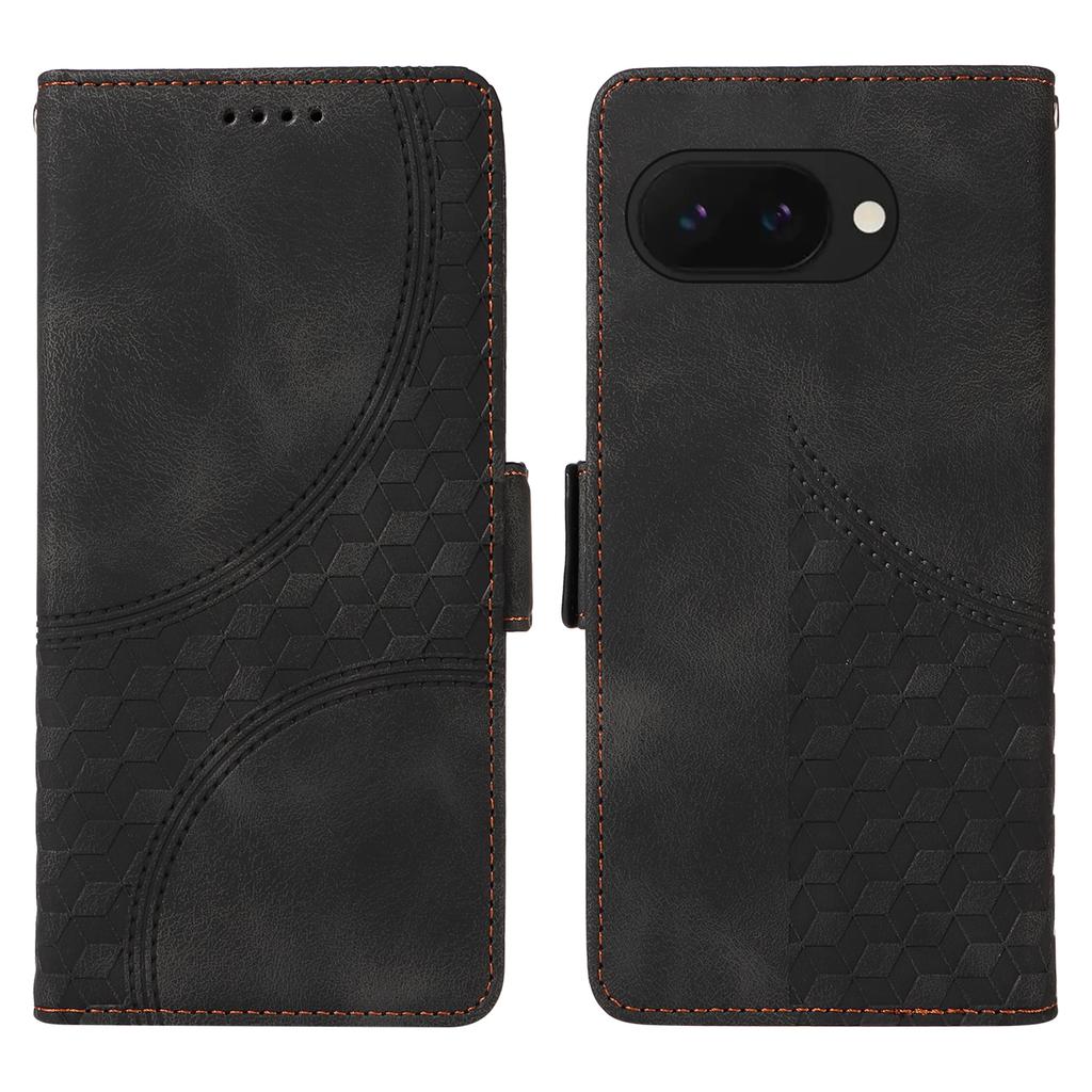 Für Google Pixel 9a Hülle PU Leder Handyhülle Rhombus Sternenmuster Geprägt