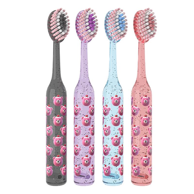 Uanicce Crystal Roman Pillar Soft Bristle Toothbrush - Cherry Bear Mountain Design for Gentle Gum Care and Effective Cleaning