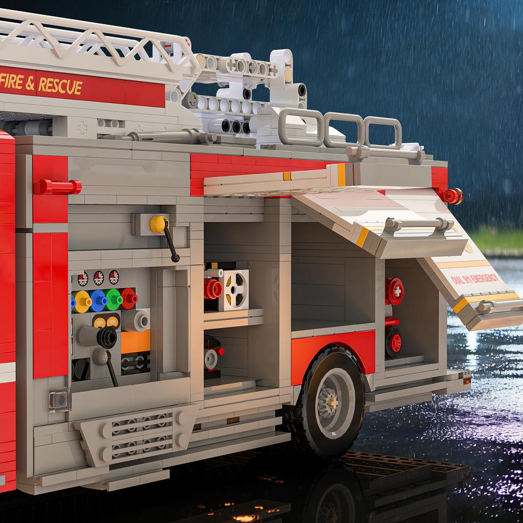 Non-Toxic 3033Pcs Ladder Fire Truck Building Blocks City Fire Rescue Vehicle Model Bricks Desktop Deco Kids Educational Toy Holiday Gifts