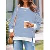 Dames Gestreept Crewneck Sweatshirt Los Oversized Lange Mouw Pullover Casual Dagelijks Blouse Top