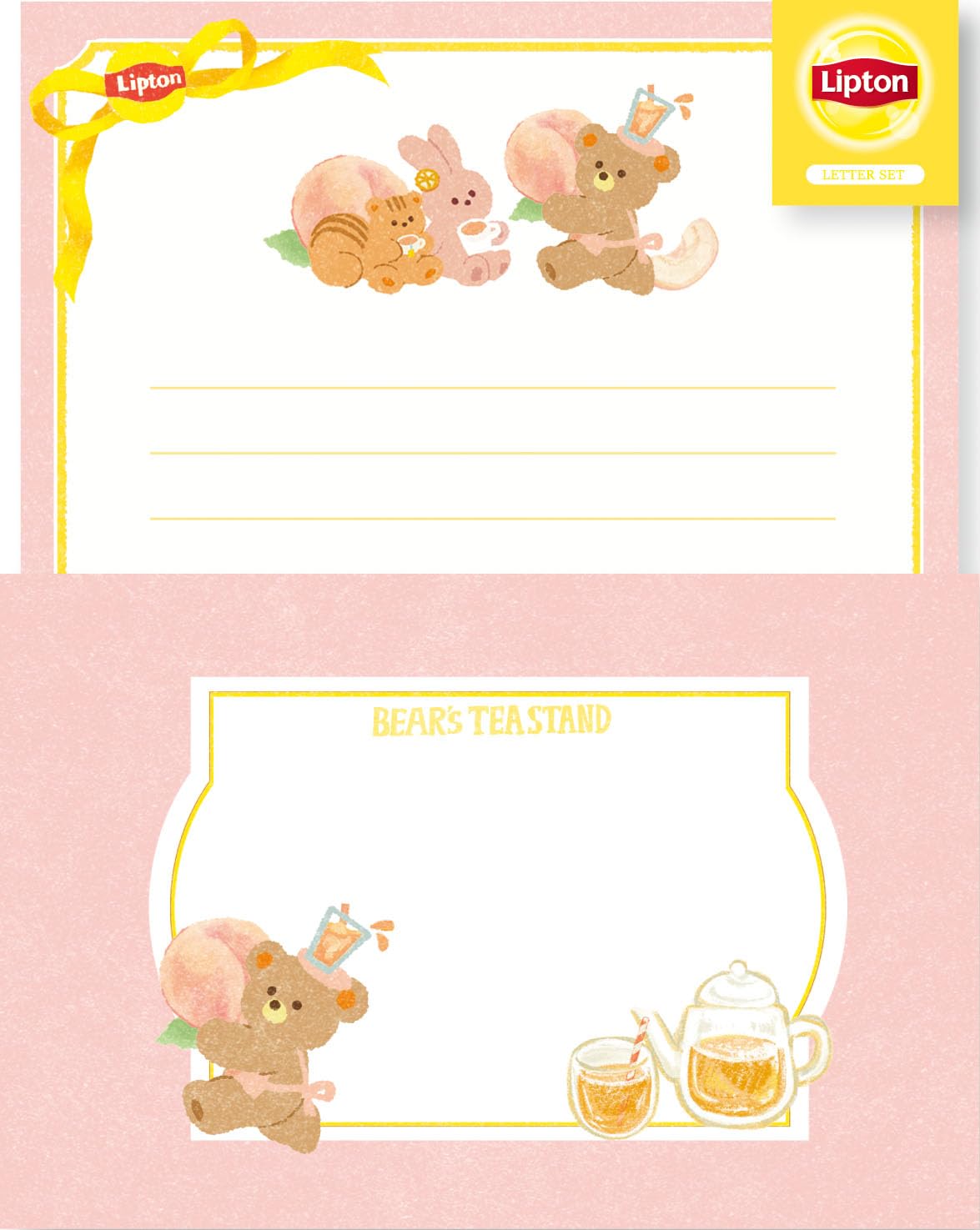 Furukawa Paper Letter Foil Stamped Letter TEA STAND Lipton Peach Tea LLL477 Co. Set, Set, BEAR S