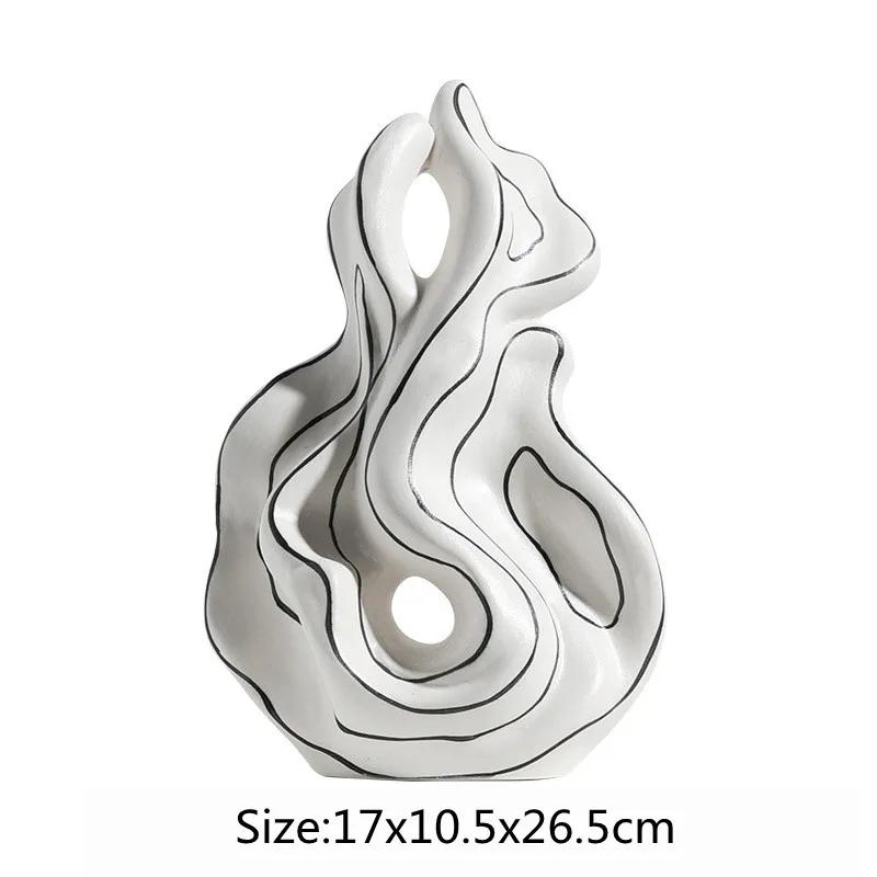 Ceramic Ornaments Abstract Hollow Curl Sculpture Modern Porcelain Artifact Decorative Figurines Room Decoration Accessories