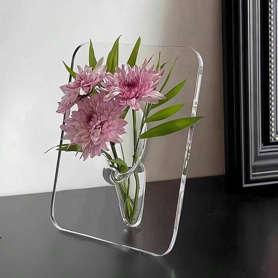Creative Frame Flower Vase Clear Acrylic Vase for Flowers, Modern Art Vases for Home Decor, Decorative Vases for Desktops Bookshelf
