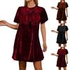 Women's Color Casual Fashion Short Sleeved Round Neck Dress