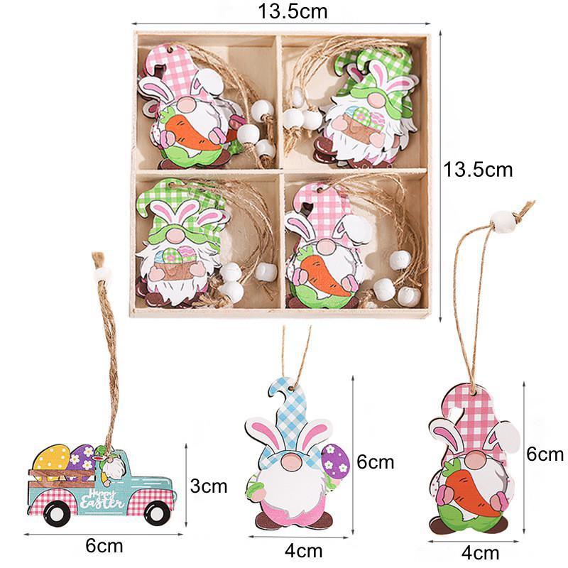 4 pezzi/set coniglio pasquale ornamenti pendenti in legno coniglietto festa di Pasqua regalo artigianale fai da te per bambini