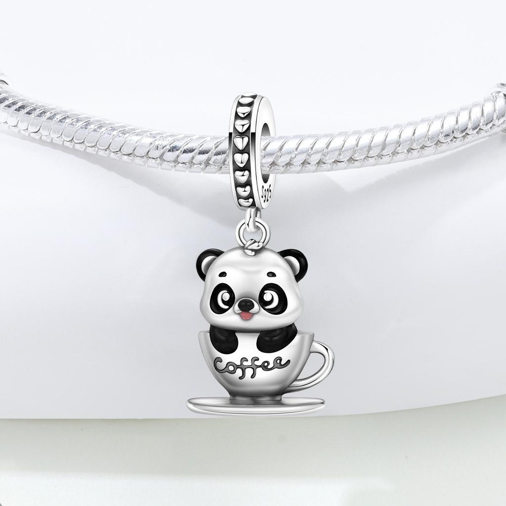 Copper Panda Coffee Animal Beads Original Pendants Bracelet Charm Jewelry Party Diy Trendy Gifts