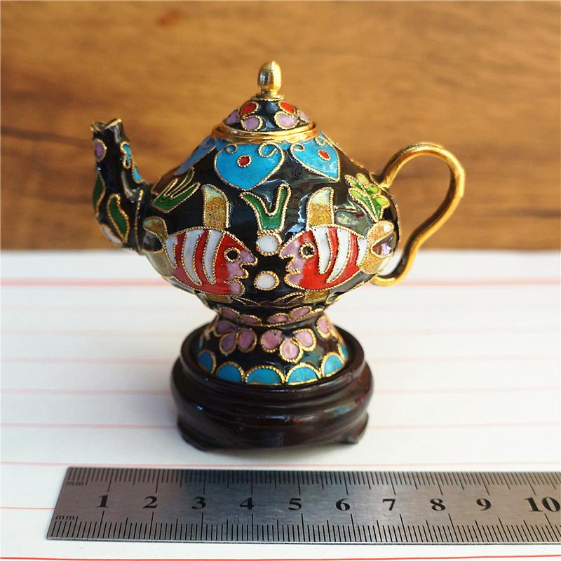 Vintage Cloisonné kleiner Topf Seltenes Antikes Kupfer Emaille Kunstwerk Heimdekoration