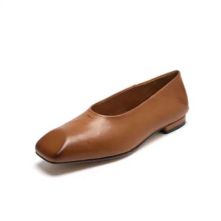 

Модные женские сандалии с квадратным носком, туфли на низком каблуке, неглубокие, летний тренд 2025, ретро, из мягкой кожи, элегантные туфли-лоферы для платья, повседневные zapatos 42 коричневый