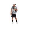 Nike Geometric Pattern Printed Round Neck Short Sleeve T-Shirt And Straight Leg Shorts Sports Set Kids sets FJ5173-010